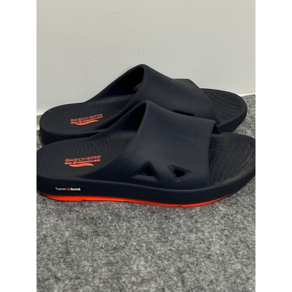 Skechers Mens Go Recover Arch Fit Hyper Burst Slides Black Orange Size 10